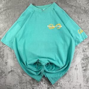 Distressed Electric Ocean VTG Hanes Beefy  Made In USA Johnson & Staab XL